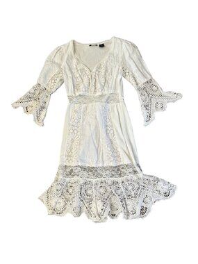 Calma crochet lace Dress XS 100% cotton Off White